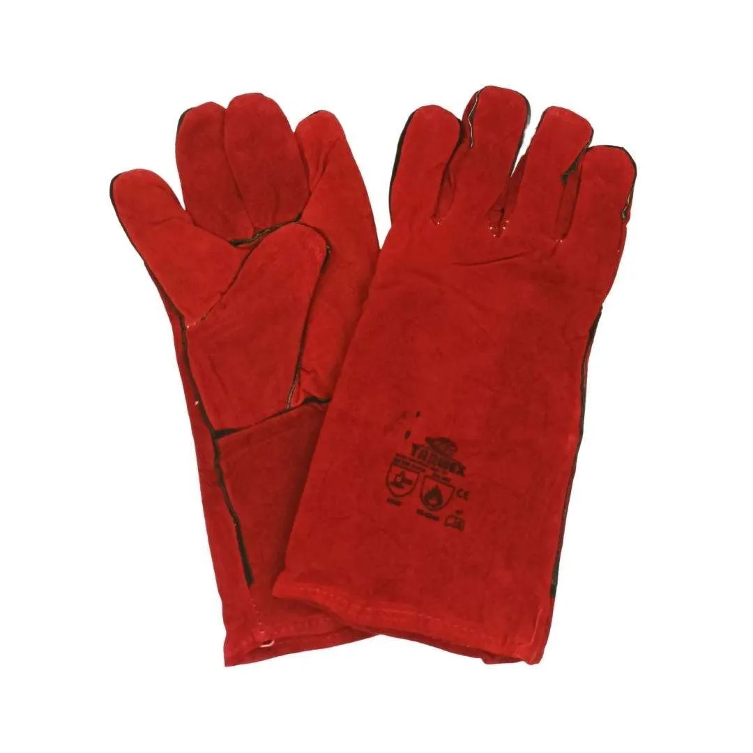 Guantes de cuero soldador rojo